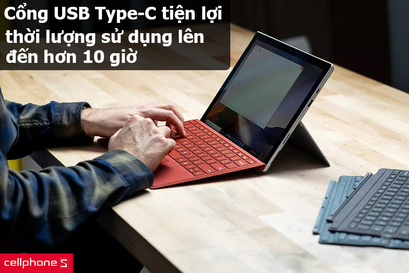 Cổng USB Type-C tiện lợi, thời lượng sử dụng pin lên đến 10 giờ hơn