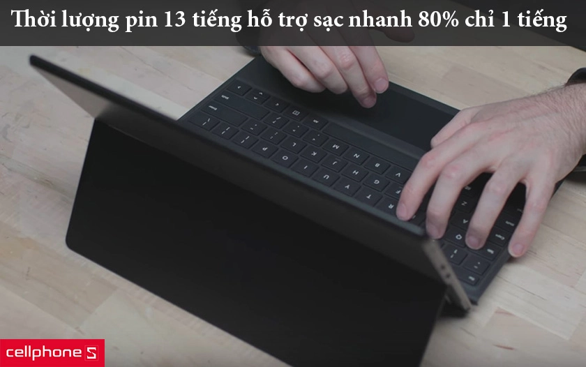 thời lượng pin của Surface Pro X có thể được dùng từ 13 đến 13,5 tiếng