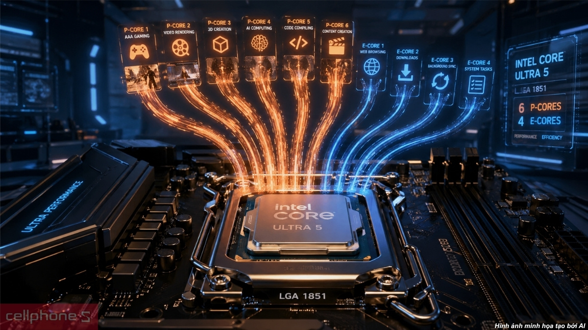 CPU Core Ultra 5 này xử lý đa nhiệm linh hoạt, hiệu quả