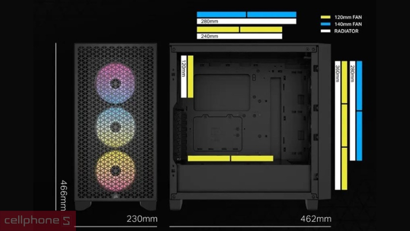 Thiết kế case máy tính Corsair iCUE 3000D RGB (ATX)