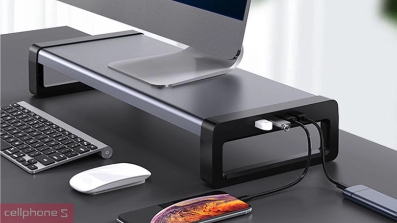 Thiết kế giá đỡ laptop Orico HSQ-02H-GY-BP tích hợp 4 USB 3.0