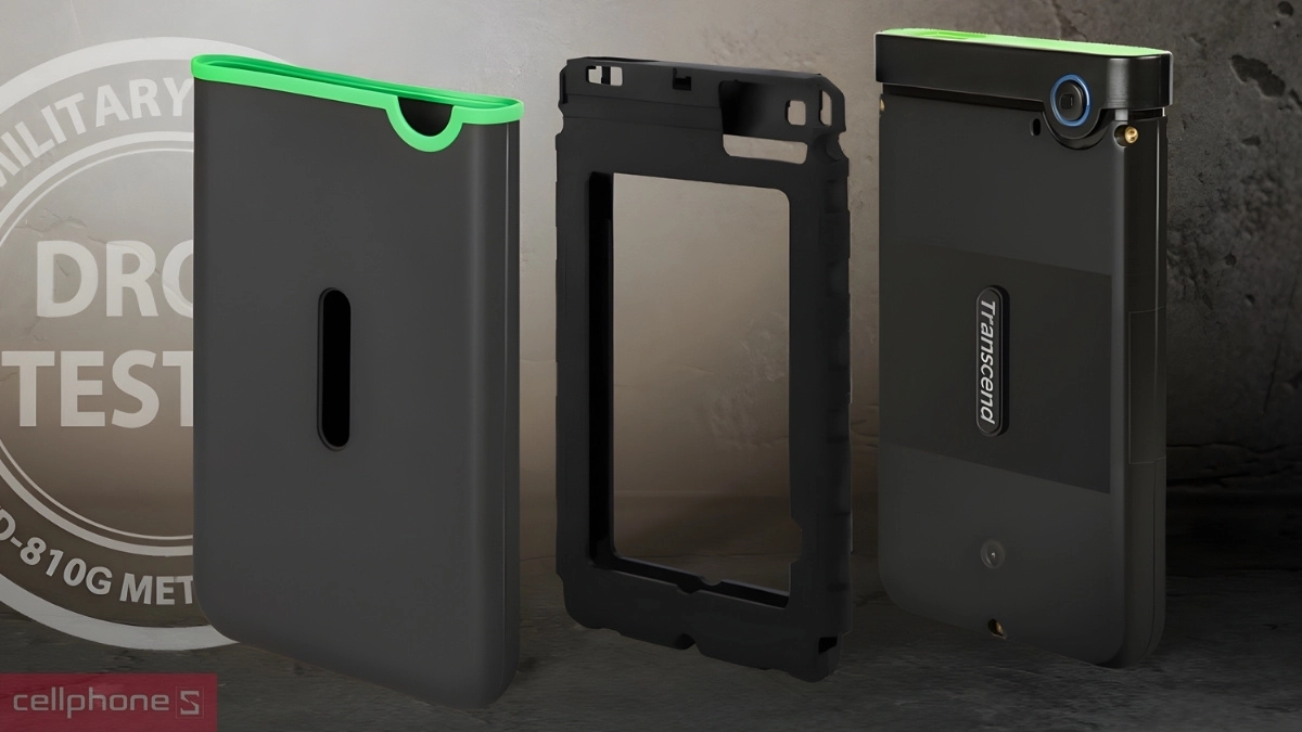 Cấu trúc bảo vệ ổ cứng di động HDD Transcend 1TB StoreJet Slim 25M3S TS1TSJ25M3