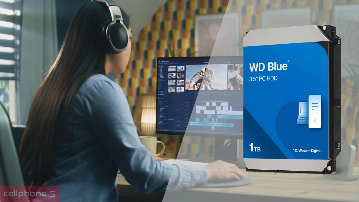 Kết nối ổ cứng HDD WD Blue 1TB 3.5 inch SATA WD10EARZ