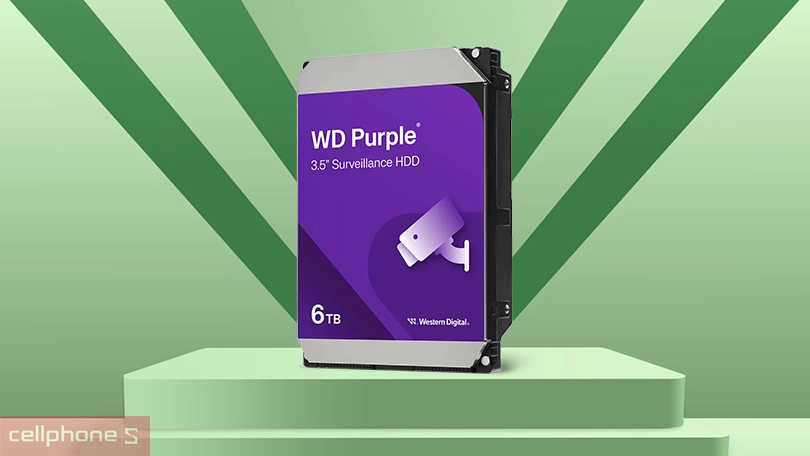 Ổ cứng HDD WD Purple 3.5 inch SATA 3 5640RPM 6TB - Hiệu suất vượt trội, tương thích nhiều hệ thống
