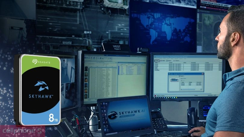 Ổ cứng HDD SEAGATE SKYHAWK 3.5" SATA 3 5400RPM 8TB bền đẹp, truyền tải siêu tốc