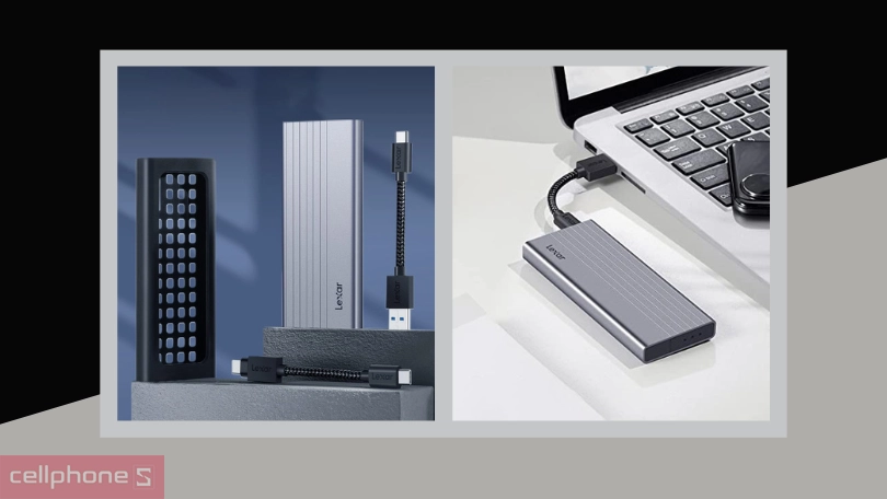 Hộp đựng ổ cứng SSD Lexar E10 M2 PCIe NVMe/SATA USB-C - Thiết kế tiện lợi, chống va đập hiệu quả