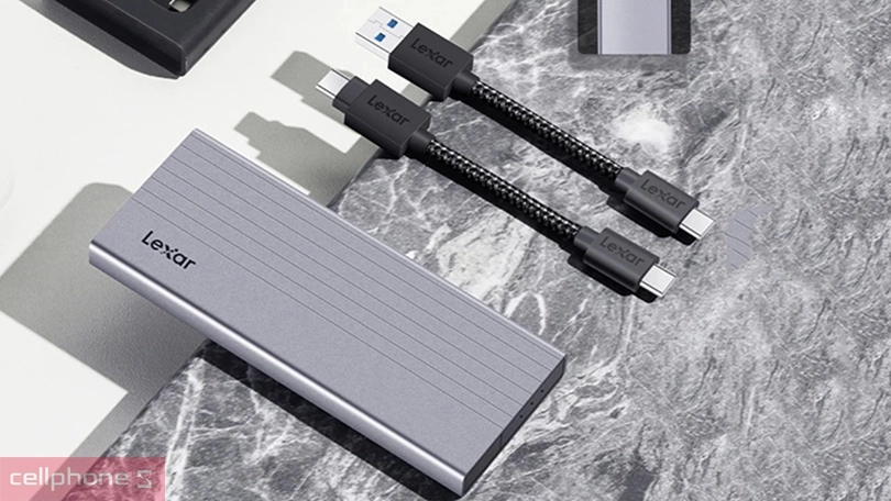 Hộp đựng ổ cứng SSD Lexar E10 M2 PCIe NVMe/SATA USB-C - Thiết kế tiện lợi, chống va đập hiệu quả