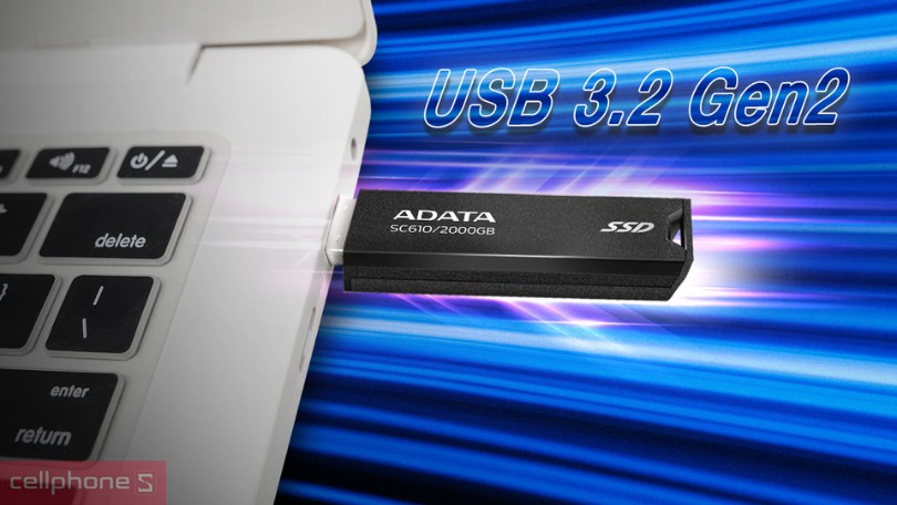 Tốc độ đọc - ghi, dung lượng ổ cứng di động Adata SC610 USB 3.2 Gen 2 500GB
