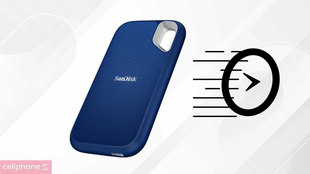 Tốc độ ghi đọc nhanh chóng ổ cứng di động SSD Sandisk E61 Extreme Portable Royal Blue 4T