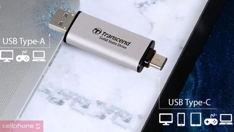 Khả năng kết nối của ổ cứng di động SSD Transcend ESD310P 1050MB/s 1TB
