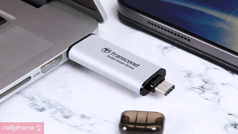 Kết nối ổ cứng di động SSD Transcend ESD310P 1050MB/s 512GB