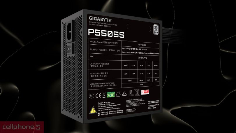 Chứng nhận an toàn của nguồn máy tính Gigabyte P550SS 80 Plus Silver
