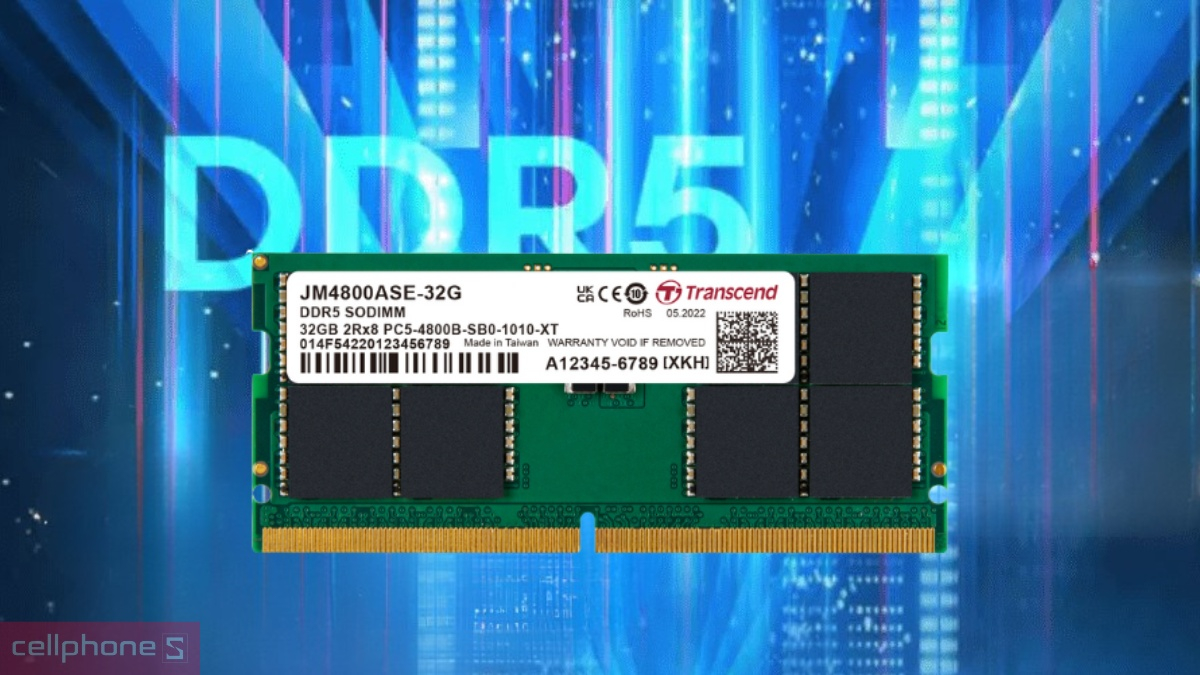 Dung lượng RAM Laptop Transcend DDR5 4800MHz 32GB