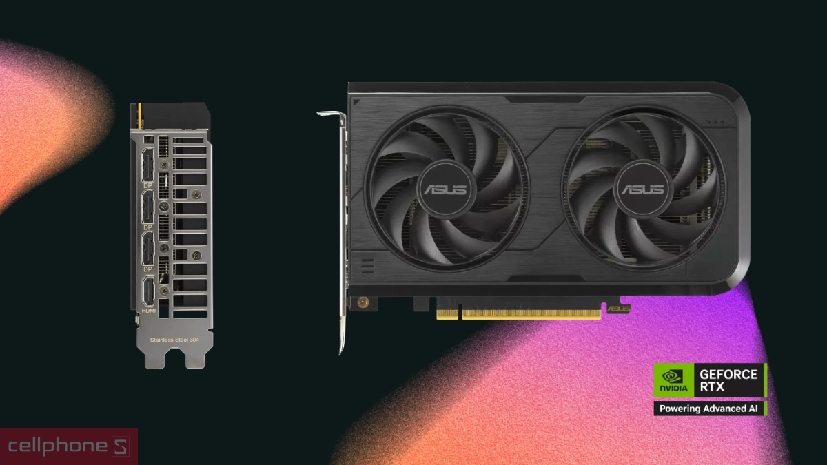 VGA ASUS Dual Geforce RTX 5050 8GB hỗ trợ xuất 4 màn hình