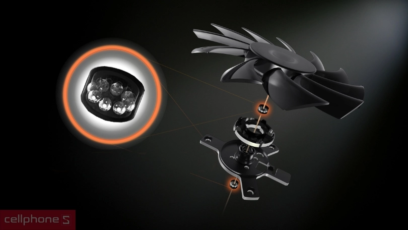 Hệ thống làm mát cùng khả năng kháng bụi, nước của VGA Asus Phoenix Radeon RX 550 4GB