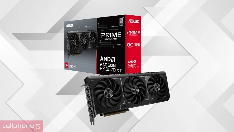 Thiết kế VGA Asus Prime Radeon RX 9070 XT OC 16GB