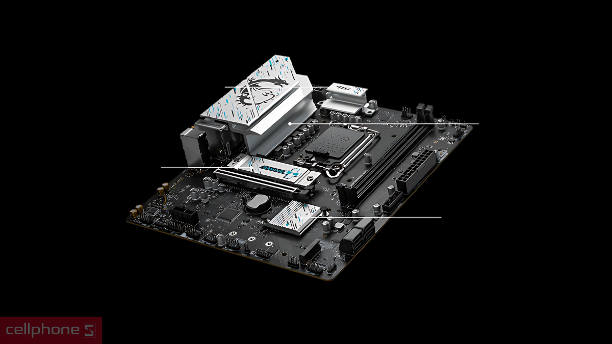 Khả năng tản nhiệt, bảo vệ linh kiện của mainboard MSI B760M Gaming WIFI DDR5