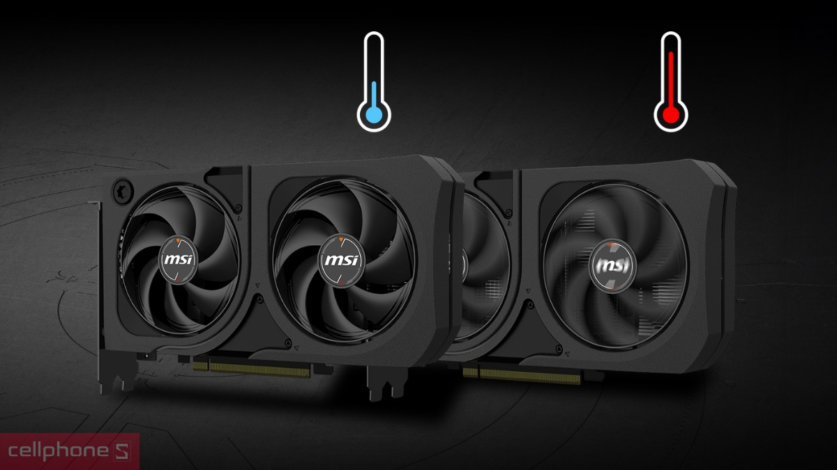 Tản nhiệt trên VGA MSI GeForce RTX 5060 Ti 8G SHADOW 2X OC PLUS