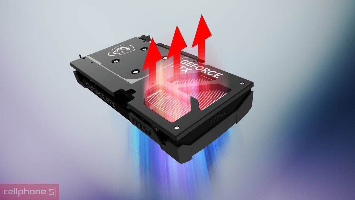 Thiết kế giáp lưng VGA MSI GeForce RTX 5060 Ti 8G VENTUS 2X PLUS