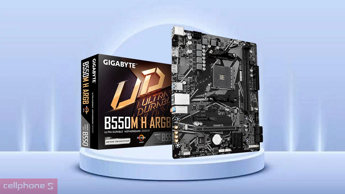 Mainboard Gigabyte B550M H ARGB AM4 DDR4 Thiết kế bền bỉ, tích hợp đèn ARGB tân tiến