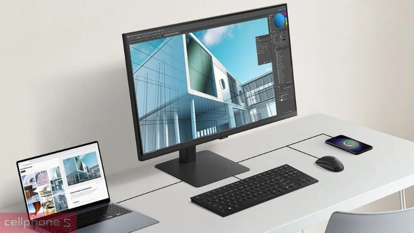 Các cổng kết nối trên màn hình Samsung Viewfinity S6 LS32D604 32 inch