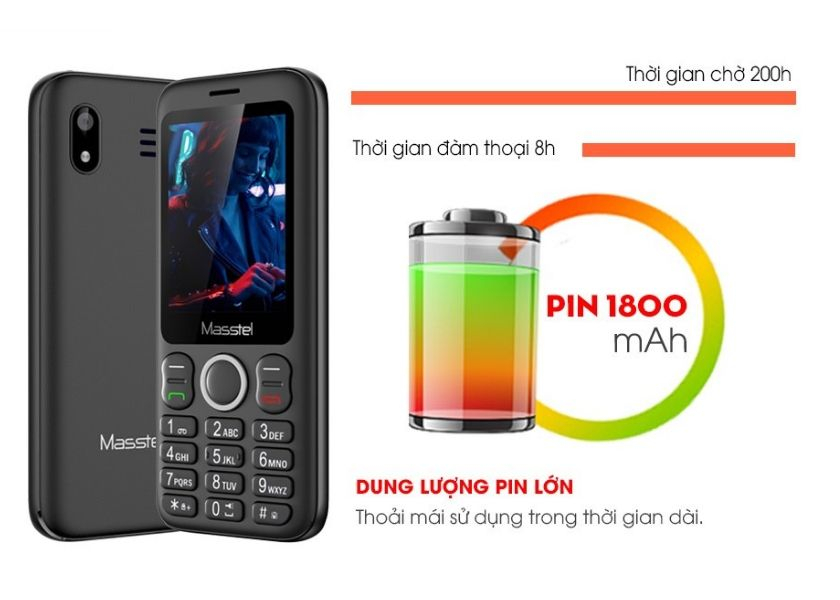 Viên pin 1800 mAh cho thời gian đàm thoại lên đến 8 giờ