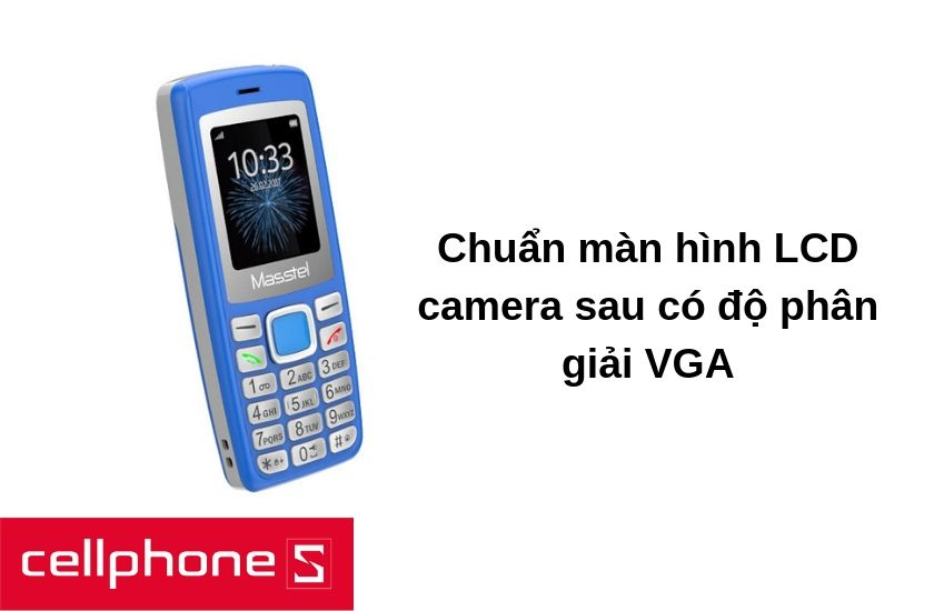 Masstel izi 120 được thiết kế với chuẩn màn hình LCD có độ phân giải 128 x 160 pixels