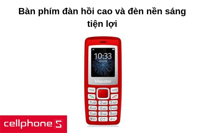 Điện thoại Masstel izi 120 được thiết kế bàn phím có độ đàn hồi cao