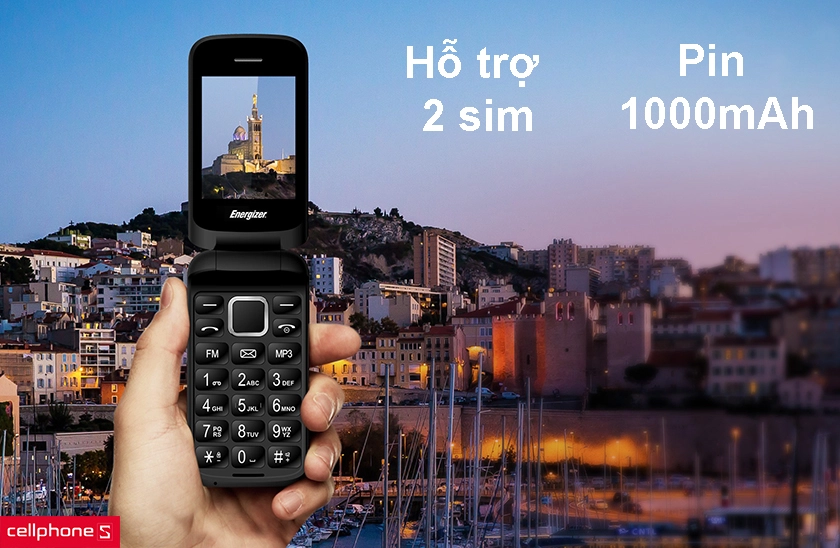 Hỗ trợ lên đến 2 sim, pin dung lượng 1000mAh sử dụng liên tục hơn 4 ngày