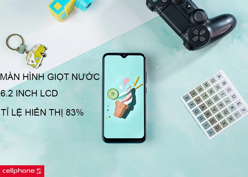 Màn hình giọt nước 6.2 inches LCD HD+, hiển thị màu sắc tuyệt vời