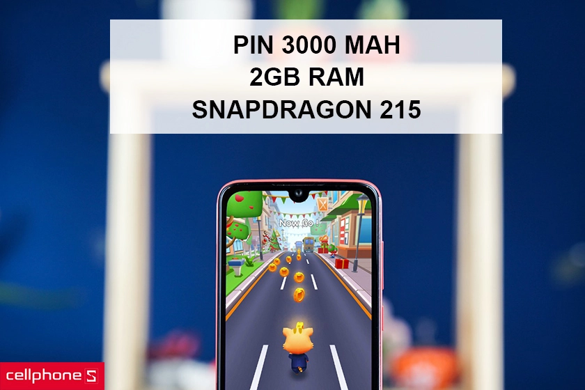 Cấu hình mạnh mẽ trong phân khúc giá với Snapdragon 215, 2GB RAM, pin 3000 mAh