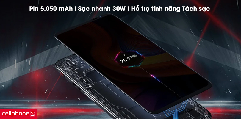 Pin lớn 5.050 mAh, sạc nhanh làm mát