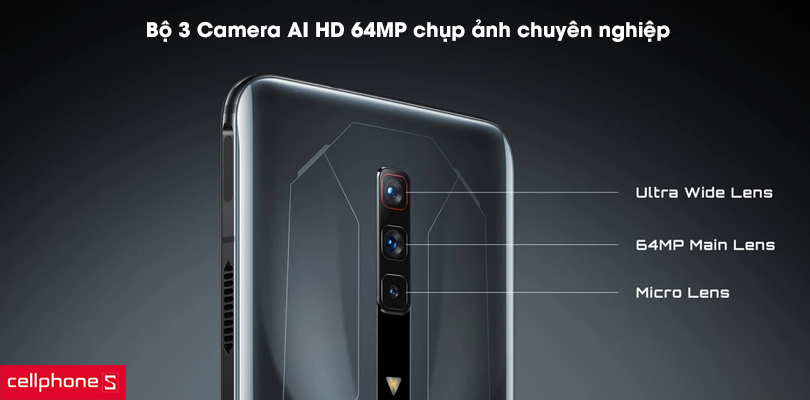 Bộ 3 Camera AI HD 64MP, chụp ảnh chuyên nghiệp