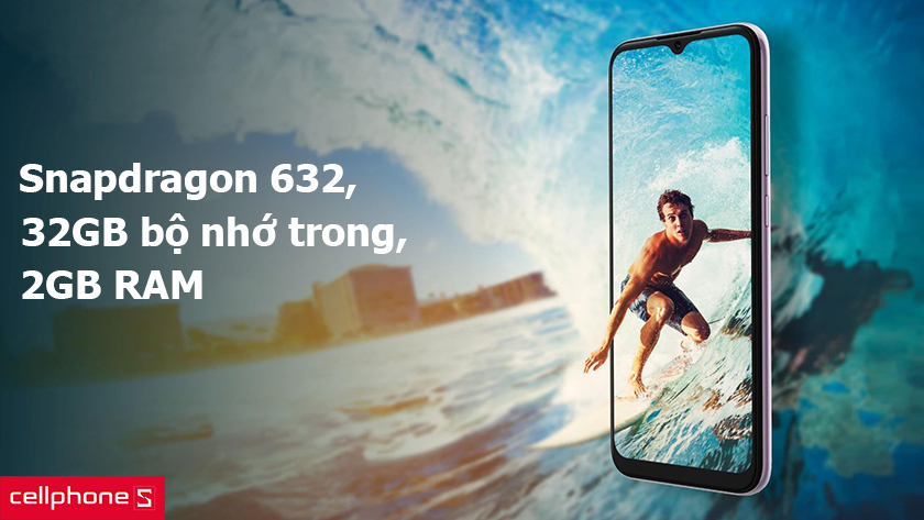 Hiệu suất mạnh mẽ: Snapdragon 632, 32GB bộ nhớ trong, 2GB RAM