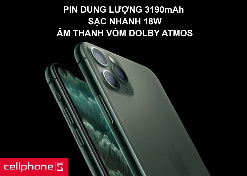 Viên pin 3190mAh có công nghệ sạc nhanh 18W và công nghệ loa Dolby Atmos