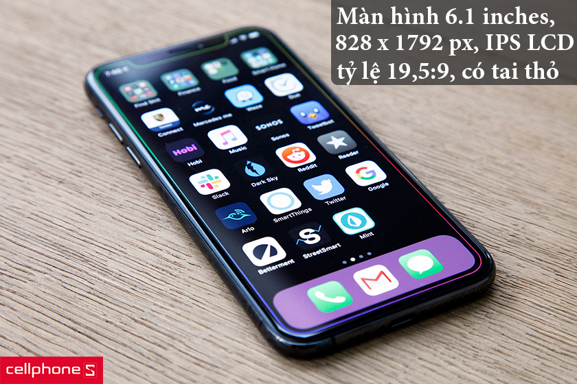 iPhone XIR vẫn sở hữu màn hình 6.1 inch, độ phân giải 828 x 1792 px