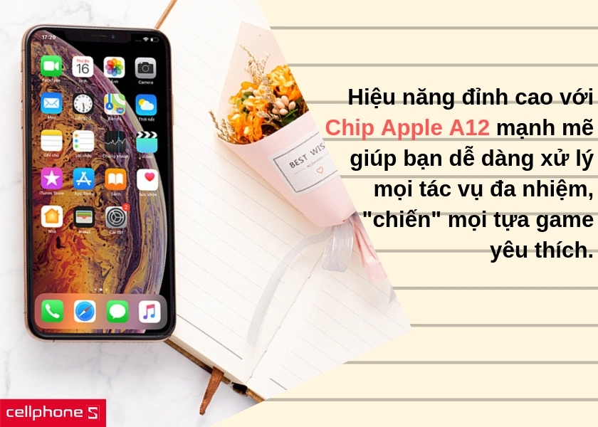 Hiệu năng hàng đầu với chip Apple A12 cực mạnh mẽ
