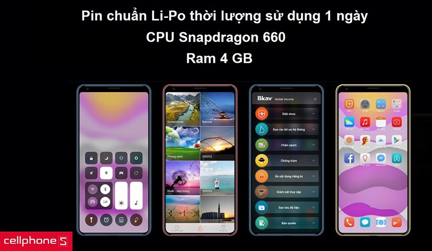 Hiệu năng mạnh mẽ với Snapdragon 660, RAM 4 GB, pin chuẩn Li-Po thời lượng sử dụng 1 ngày