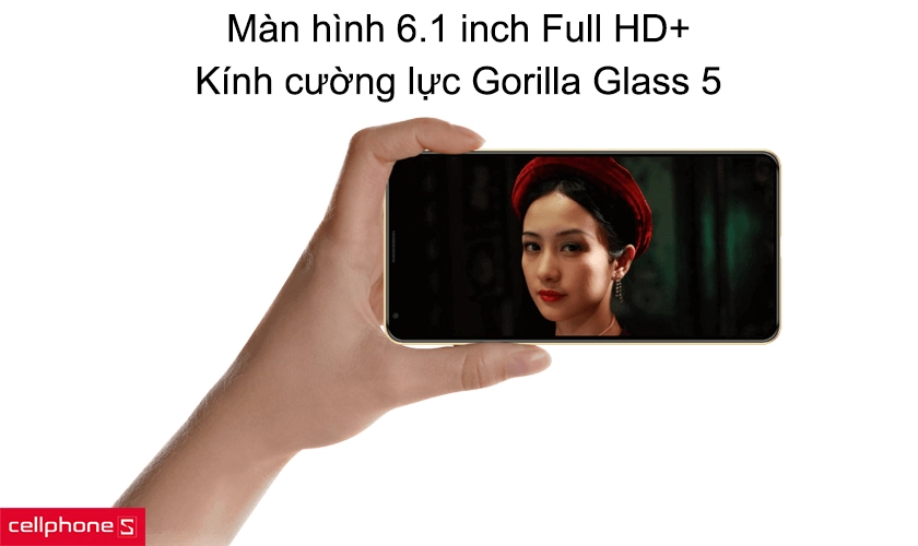 Màn hình 6.1 inch Full HD+, kính cường lực Gorilla Glass 5