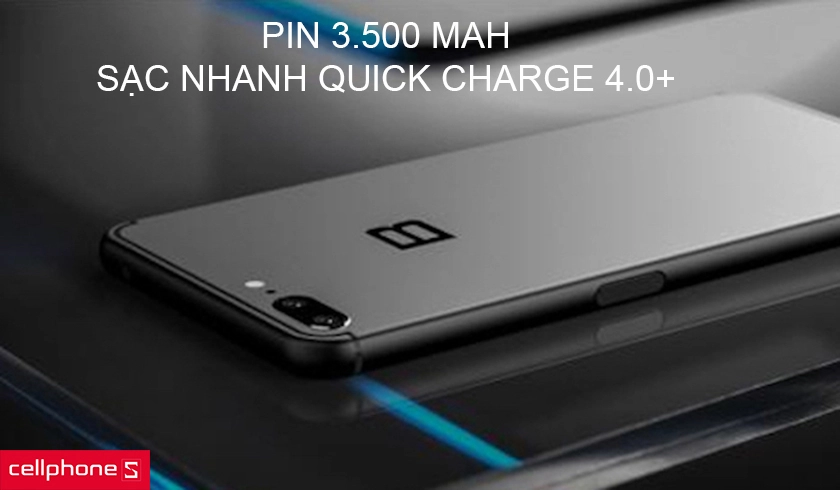 Dung lượng pin 3.500 mAh, hỗ trợ sạc nhanh Quick Charge 4.0+