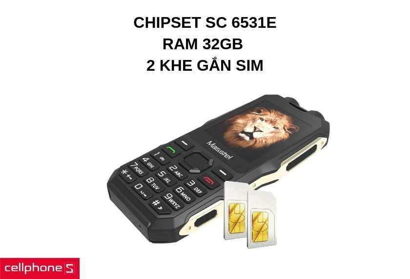 Hiệu năng ổn định với chipset SC 6531E, RAM 32GB và trang bị 2 khe gắn sim