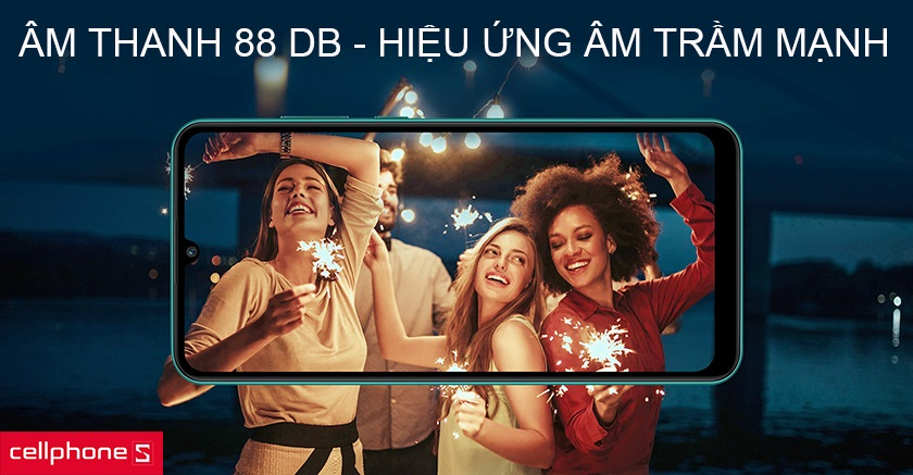 HUAWEI Y6P 2020 với khả năng phát ra âm thanh 88 dB với hiệu ứng âm trầm mạnh