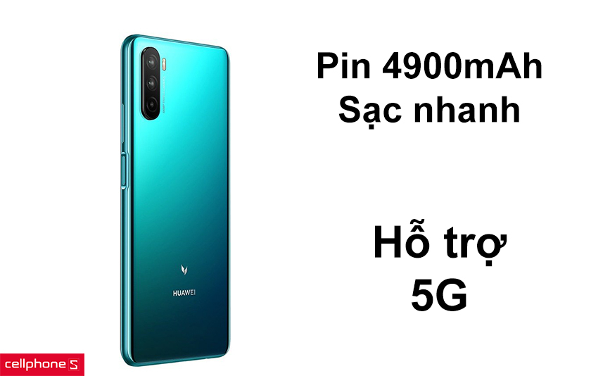 Pin dung lượng 4900 mAh sạc nhanh 10W, hỗ trợ 5G tốc độ cao