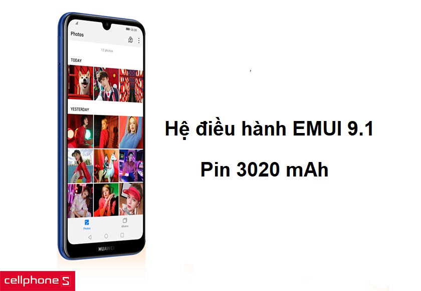 Hệ điều hành EMUI 9.1 hiện đại và tiện lợi cùng dung lượng pin 3020 mAh