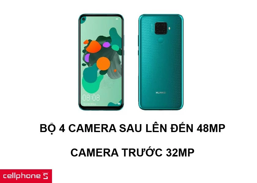 Bộ 4 camera sau sắc nét lên đến 48MP cùng camera đục lỗ trước 32MP có HDR