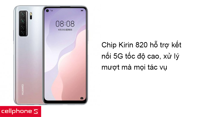 Cấu hình mạnh mẽ với chip Kirin 820 hỗ trợ kết nối 5G