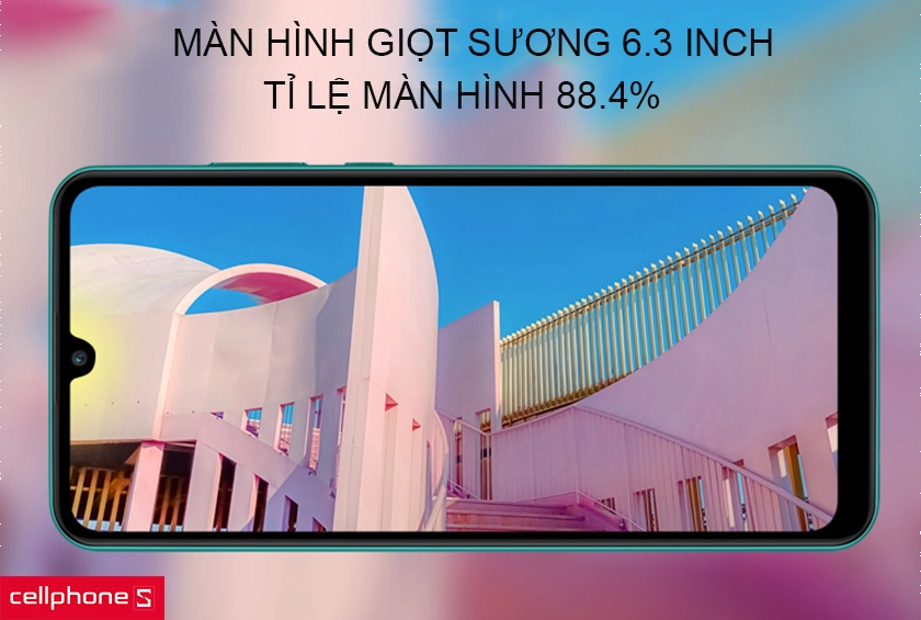 Màn hình 6.3 inch, độ phân giải 1600 x 720 pixel