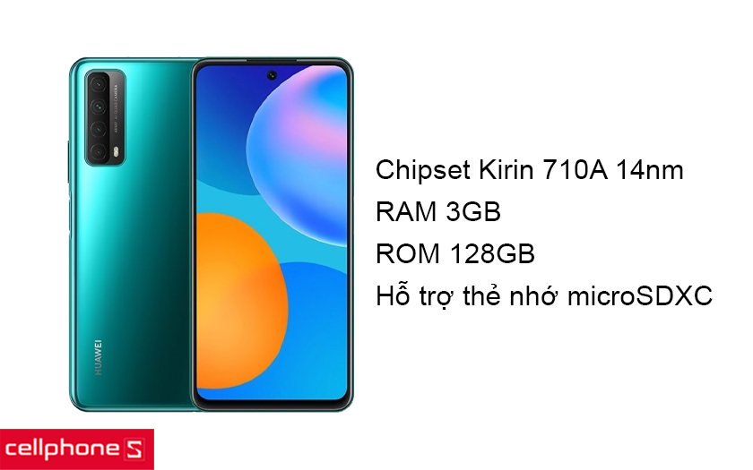 Cấu hình tốt với chip Kirin 710A 14nm và RAM 3GB, ROM 128GB hỗ trợ thẻ nhớ ngoài
