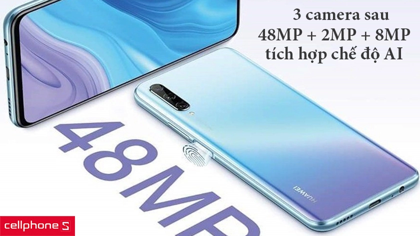 ba camera phía sau bao gồm cảm biến chính 48MP F/1.8 + cảm biến đo độ sâu 2MP F/2.4 + ống kính 8MP
