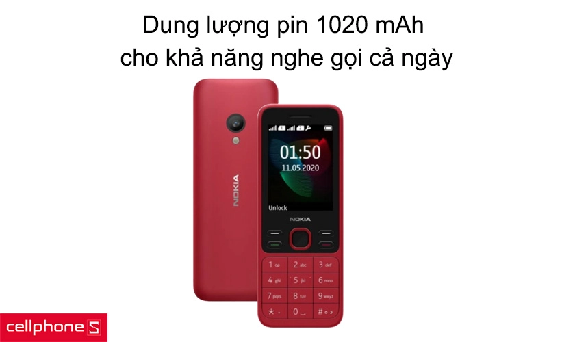 Dung lượng pin 1020 mAh cho khả năng nghe gọi cả ngày